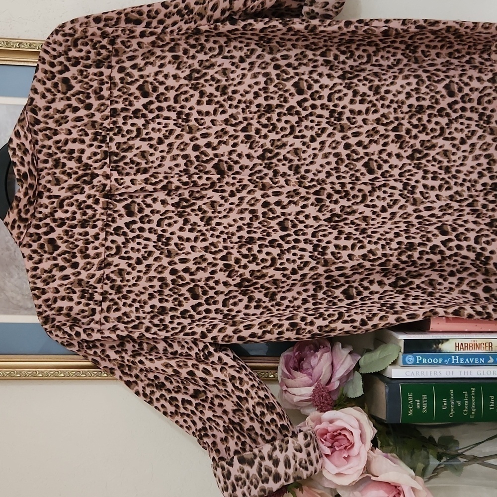 Umgee Leopard Print Button Down Pink Brown Femini… - image 7